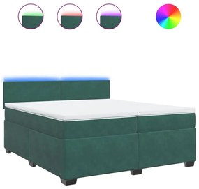 Κρεβάτι Boxspring με Στρώμα Σκούρο Πράσινο 200x200εκ. Βελούδινο - Πράσινο