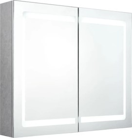 vidaXL Ντουλάπι Μπάνιου με Καθρέφτη και LED Γκρι Σκυρ. 80x12x68 εκ.