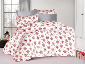 Σετ Σεντόνια Polycotton Υπέρδιπλα 220x240εκ. Snowflake 462 White-Red DimCol