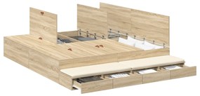 vidaXL Κρεβάτι αποθήκευσης  Καφέ Δρυ 200x200 εκ.