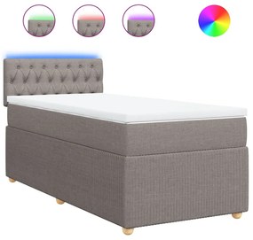 vidaXL Κρεβάτι Boxspring με Στρώμα Taupe 100 x 200 εκ. Υφασμάτινο