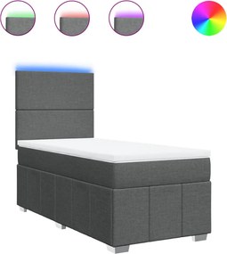 vidaXL Κρεβάτι Boxspring με Στρώμα Σκούρο Γκρι 90x190 εκ. Υφασμάτινο
