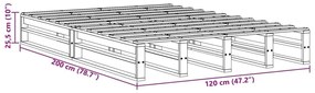 Σκελετός Κρεβ. Χωρίς Στρώμα Καφέ Κεριού 120x200 εκ Μασίφ Πεύκο - Καφέ