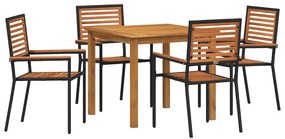vidaXL Σέτ φαγητού για κήπο 5 pcs Μαύρο Πολυ ράταν