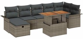 vidaXL Σετ Καναπέ Κήπου με μαξιλάρι 8 pcs Γκρι συνθετικό ρατάν