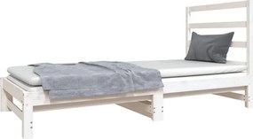 vidaXL Καναπές Κρεβάτι Συρόμενος Λευκός 2x(90x190) εκ. από Μασίφ Πεύκο