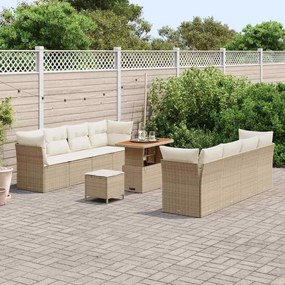 vidaXL Σετ Καναπέ Κήπου 11 pcs Μπεζ συνθετικό ρατάν