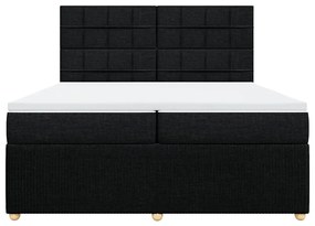 vidaXL Κρεβάτι Boxspring με Στρώμα Μαύρο 200x200 εκ. Υφασμάτινο