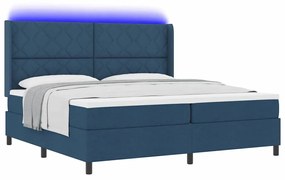 vidaXL Κρεβάτι με ελατήρια με στρώμα Μπλε 200 x 200 cm ύφασμα