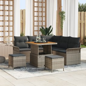 vidaXL Σετ Καναπέ Κήπου Ρυθμιζόμενο ύψος 8 pcs Γκρι συνθετικό ρατάν