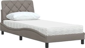 vidaXL Κρεβάτι με Στρώμα Taupe 90x200 εκ. Υφασμάτινο