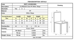 FLORENCE Καρέκλα PP Άσπρο, PP rattan Μπεζ