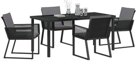 vidaXL Σέτ φαγητού για κήπο 5 pcs Μαύρο Χάλυβας με επίστρωση πούδρας