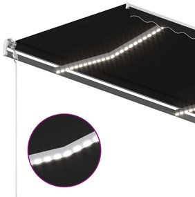 Τέντα Συρόμενη Χειροκίνητη με LED Ανθρακί 4,5x3,5 μ. - Ανθρακί