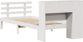vidaXL Κρεβάτι Βιβλιοθήκη Χωρίς Στρώμα Λευκό 75x190 εκ Μασίφ Πεύκο