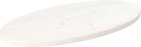 vidaXL Επιφάνεια Τραπεζιού Οβάλ Λευκή 70x35x2,5 εκ. Μασίφ Ξύλο Πεύκου
