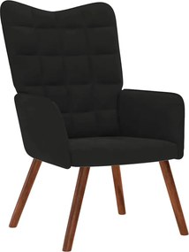 vidaXL Πολυθρόνα Χαλάρωσης με Σκαμπό από Μαύρο Βελούδο