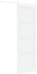 vidaXL Συρόμενη Πόρτα Λευκό 78 x 232 cm Μασίφ ξύλο πεύκου και χάλυβας
