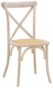 Καρέκλα Dylon στοιβαζόμενη white wash ξύλο οξιάς-έδρα φυσικό rattan 48x52x89εκ Υλικό: BEECH WOOD - RATTAN 263-000021