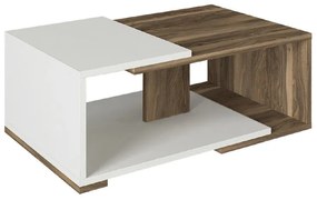Τραπεζάκι σαλονιού Mareta Megapap χρώμα λευκό - καρυδί 81,8x50x35εκ.