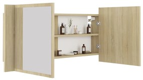 vidaXL Ντουλάπι Μπάνιου με Καθρέφτη &amp; LED Sonoma Δρυς Ακρυλικός