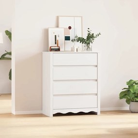 vidaXL Κομοδίνο με συρτάρι Λευκό 76.5 x 40 x 91 εκ Μασίφ ξύλο πεύκου