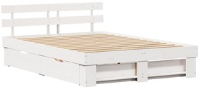 vidaXL Σκελετός Κρεβατιού Λευκό 160 x 200 cm Συμπαγές ξύλο πεύκου