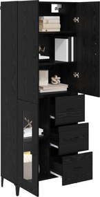 vidaXL Highboard Μαύρη Οξυά 69,5 x 34 x 180 εκ. Επεξεργασμένο ξύλο