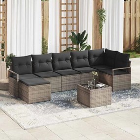 vidaXL Καναπές 7 Θέσεων με Μαξιλάρια Μαύρο Πολυ Rattan