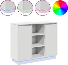 vidaXL Πλευρικό Τραπέζι LED Λευκό 90 x 32 x 75 εκ. Επεξεργασμένο ξύλο