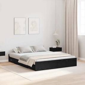 vidaXL Κρεβάτι με αποθηκευτικό χώρο Μαύρη δρυς 135 x 190 cm Μελαμίνη