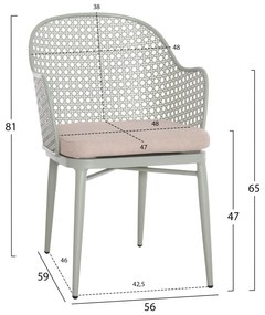 Σετ Κήπου Σαλόνι OREGO 3 τεμ. C21106.06 Αλουμίνιο σε Φυστικί χρώμα 58x55x83 εκ.