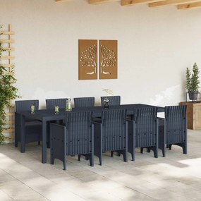 vidaXL Σέτ φαγητού για κήπο 9 pcs Ανθρακί Πολυπροπυλένιο
