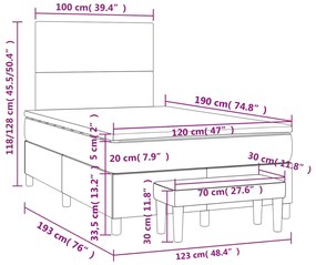 Κρεβάτι Boxspring με Στρώμα Μπλε 120x190 εκ. Υφασμάτινο 3270347