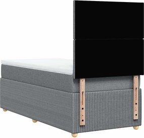 vidaXL Κρεβάτι Boxspring με Στρώμα Ανοιχτό Γκρι 90x190 εκ. Υφασμάτινο