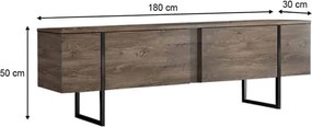 Έπιπλο τηλεόρασης Luxe καρυδί 180x30x50εκ