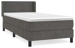 ΚΡΕΒΑΤΙ BOXSPRING ΜΕ ΣΤΡΩΜΑ ΣΚΟΥΡΟ ΓΚΡΙ 90X190 ΕΚ. ΒΕΛΟΥΔΙΝΟ 3130812