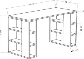 Γραφείο εργασίας Colmar Megapap χρώμα λευκό 140x60x75εκ