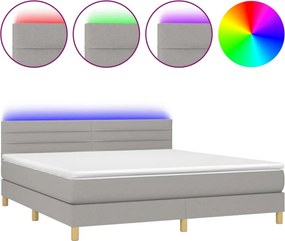 vidaXL Κρεβάτι Boxspring με Στρώμα &amp; LED Αν.Γκρι 160x200 εκ Υφασμάτινο