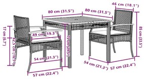 vidaXL Σετ Τραπεζαρίας Κήπου 3 τεμ. Μπεζ Συνθετικό Ρατάν με Μαξιλάρια