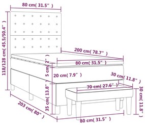 Κρεβάτι Boxspring με Στρώμα Μαύρο 80 x 200 εκ. Βελούδινο - Μαύρο