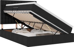 vidaXL LED Κρεβάτι αποθήκευσης με στρώμα Μαύρο 140 x 190 cm Ύφασμα