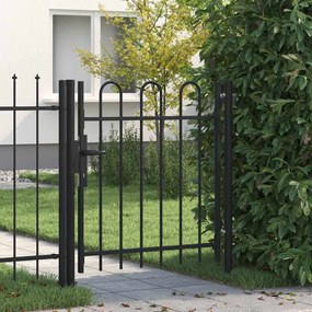 vidaXL Καγκελόπορτα Μονή με Αψιδωτή Κορυφή Μαύρη 1 x 1 μ. Ατσάλινη