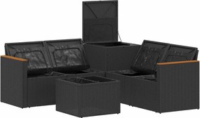 vidaXL Σετ Καναπέ 6 τμχ. Μαύρο και Κρεμ Λευκό 55 x 55 x 37 εκ