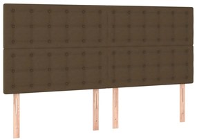 vidaXL Κρεβάτι Boxspring με Στρώμα &amp; LED Σκ.Καφέ 200x200εκ. Υφασμάτινο