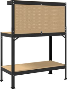 vidaXL Εργαστηριακός πάγκος με ράφι Μαύρο 114 x 54 x 145 εκ.