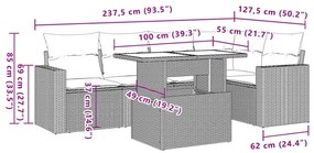 Σετ Καναπέ Κήπου 6 τεμ. Μπεζ Συνθετικό Ρατάν με Μαξιλάρια - Μπεζ