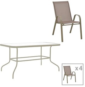 Σετ κήπου Τραπεζαρία Valor - Calan σετ 5 τεμ. μέταλλο σαμπανιζέ - γυαλί 110x60x70 εκ. 110x60x70 εκ.