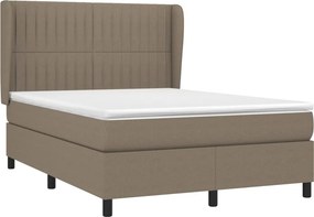 vidaXL Κρεβάτι Boxspring με Στρώμα Taupe 140x190 εκ. Υφασμάτινο