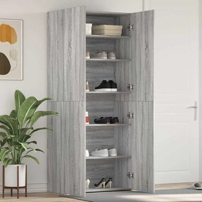 vidaXL Ντουλάπα Παπουτσιών Γκρι 80 x 35.5 x 180 εκ Επεξεργασμένο ξύλο